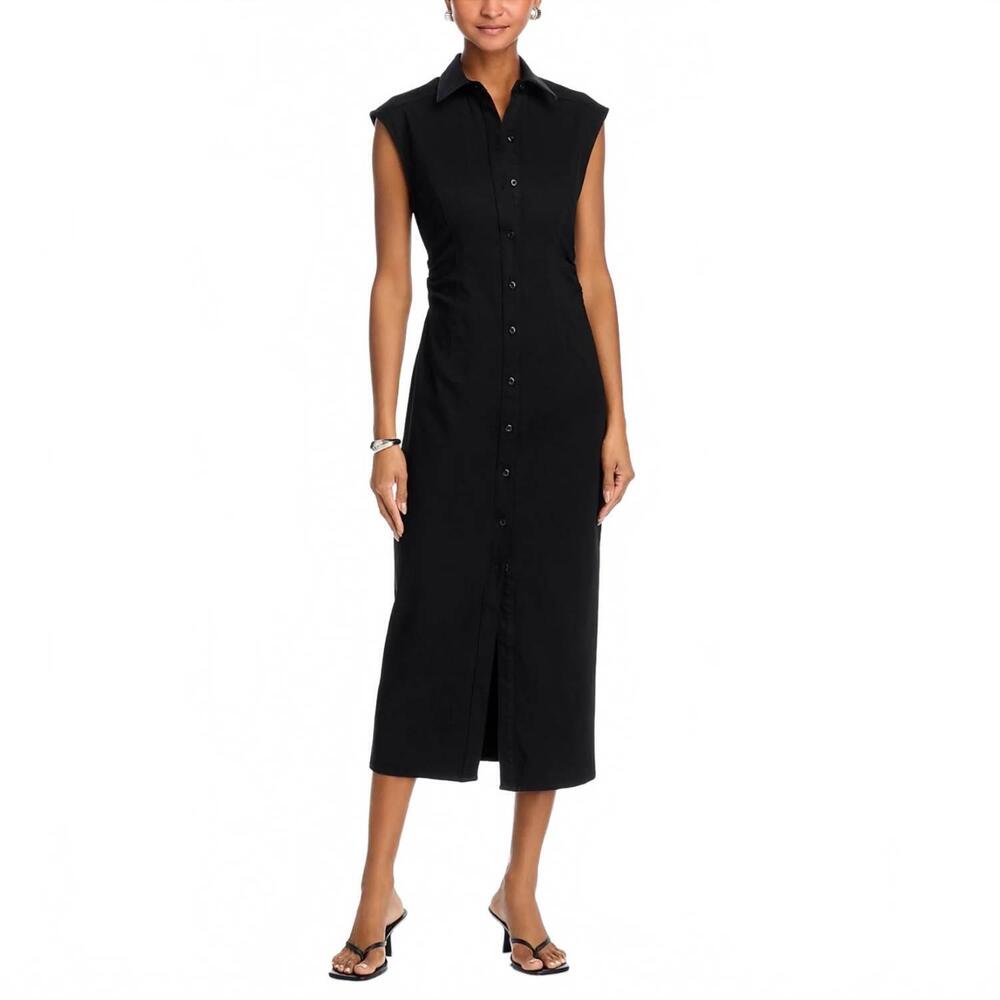 NEW RAG & BONE airflex leah midi shirtdress in black